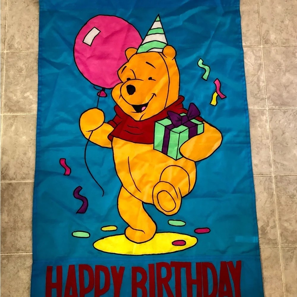 Winnie the Pooh Happy Birthday Large Outdoor Flag